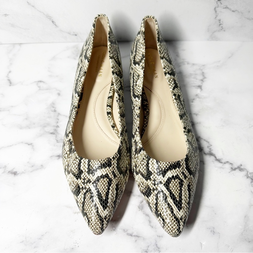 Cole Haan Grand Series Python Snake Print Leather Flat Shoes Size 8